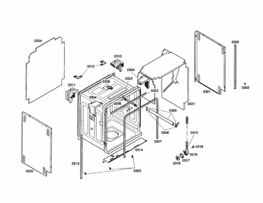 Body Diagram and Parts List for S35KMK17UC 46 Bosch Dishwasher