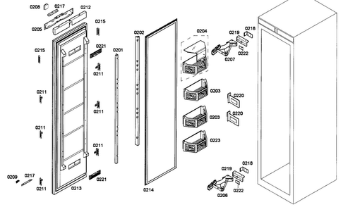 Door Assy Diagram and Parts List for T24BR70FSE  Thermador Refrigerator