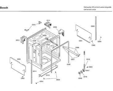 Frame Diagram and Parts List for SHX33A02UC 30 Bosch Dishwasher