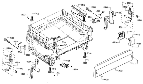 Base Diagram and Parts List for SHE3AR52UC 18 Bosch Dishwasher