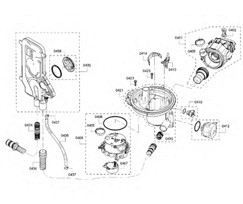 Pump Section Diagram and Parts List for SHP65TL6UC 07 Bosch Dishwasher