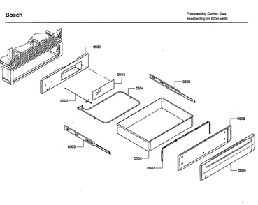 Drawer Diagram and Parts List for HGS7132UC 03 Bosch Range