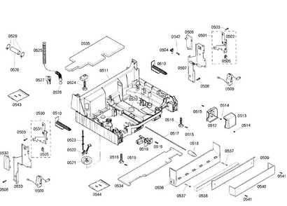 Base Diagram and Parts List for SHX57C05UC 46 Bosch Dishwasher