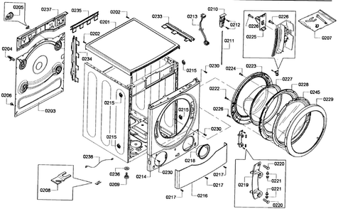 Cabinet Diagram and Parts List for WFVC844PUC 23 Bosch Washer