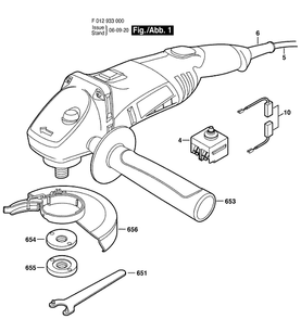 Bosch 9330 (F012933001) Diagram and Parts List for 9330 F012933001 Bosch Angle Grinder