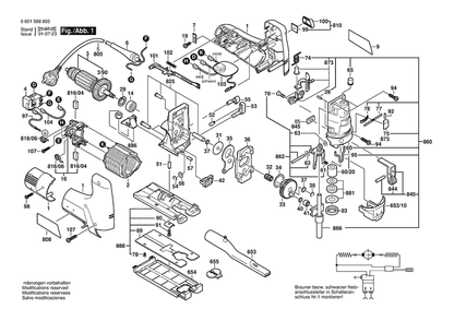 Section 1 Diagram and Parts List for GST100CE 0601588634 Bosch Jig Saw