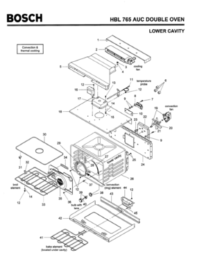 04 - CAVITY, LOWER Diagram and Parts List for HBL765AUC(FD8207-)  Bosch Wall Oven