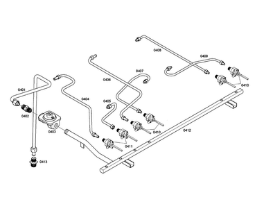 Manifold/tubes/regulator Diagram and Parts List for PRD486EDHC 01 Thermador Range