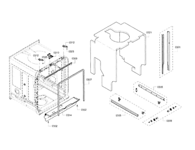 Cabinet Diagram and Parts List for SHX53T55UC 02 Bosch Dishwasher
