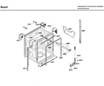 Frame Diagram and Parts List for SHX43C02UC 53 Bosch Dishwasher