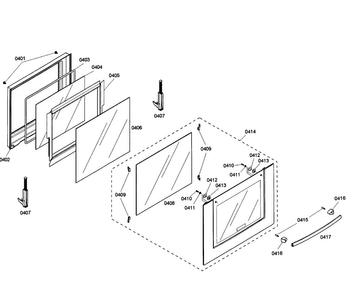 Door Assy Diagram and Parts List for HBL8450UC 01 Bosch Wall Oven