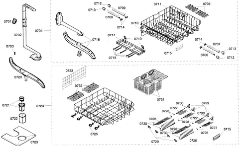 Accessory Diagram and Parts List for SHV57C03UC 22 Bosch Dishwasher