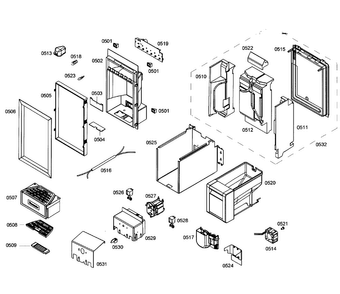 Dispenser Diagram and Parts List for T18ID80NLP 40 Thermador Freezer