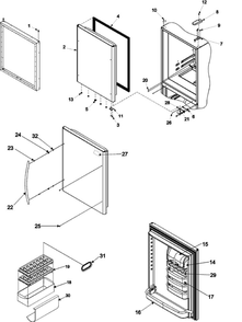Ref Dr Storage And Center Hinges Diagram and Parts List for RY4951  Gaggenau Refrigerator