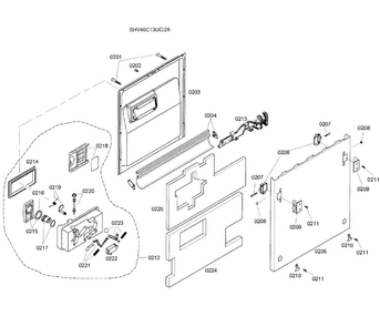Door Assy Diagram and Parts List for SHV46C13UC 28 Bosch Dishwasher
