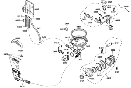 Pump Diagram and Parts List for SHE44C05UC 20 Bosch Dishwasher