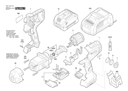 Section 1 Diagram and Parts List for 3601JM1010  Bosch Wrench