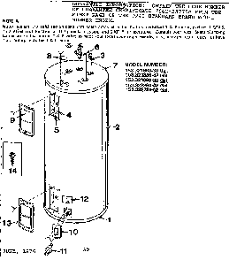 Non-functional Replacement Parts Diagram and Parts List for 153322280  Kenmore Water Heater