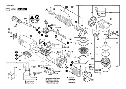 Diagram 1 Diagram and Parts List for 3601H28401  Bosch Angle Grinder