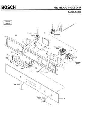 04 - FASCIA PANEL Diagram and Parts List for HBL432AUC(FD8202-)  Bosch Wall Oven