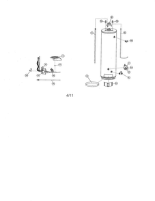 Water Heater Diagram and Parts List for 153336572  Kenmore Water Heater