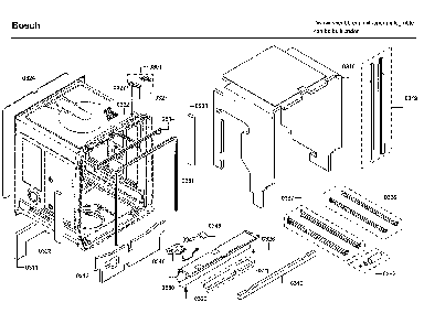 Cabinet Diagram and Parts List for SHP88PW55N 01 Bosch Dishwasher