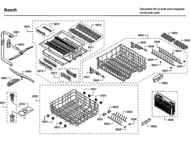 Rack Asy Diagram and Parts List for SHPM78W56N 01 Bosch Dishwasher