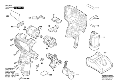 Bosch 3601jj9110 Diagram and Parts List for 3601JJ9110  Bosch Screwdriver