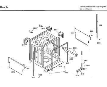 Tub Diagram and Parts List for SHX33A05UC 46 Bosch Dishwasher