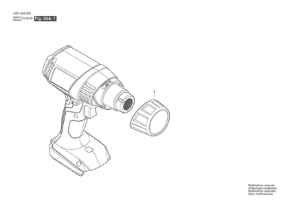Figure 1 Diagram and Parts List for 3601BA6580 GHG 18V-50 Bosch Heat Gun