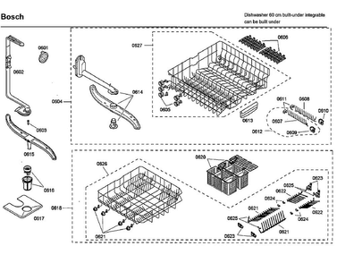 Baskets Diagram and Parts List for SHX46L15UC 55 Bosch Dishwasher