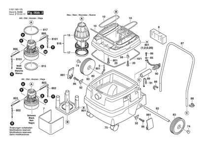 Section 2 Diagram and Parts List for GAS50 0601989137 Bosch Utility Vacuum