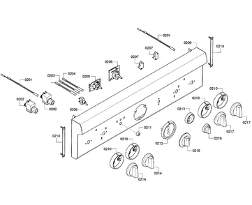 Front Panel Diagram and Parts List for PRD304GHC 09 Thermador Range