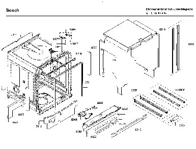 Cabinet Diagram and Parts List for SHX88PW55N 01 Bosch Dishwasher