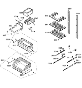 Shelfs Diagram and Parts List for T24ID80NRP 41 Thermador Freezer