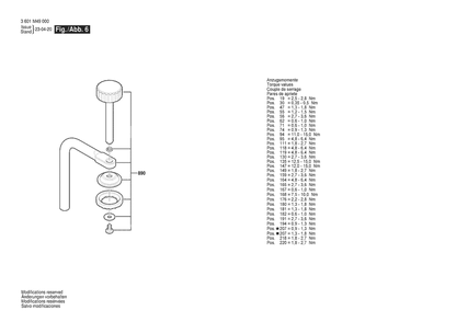 Section 6 Diagram and Parts List for GCM305-216D 3601M49070 Bosch Miter Saw