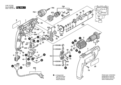 Section 1 Diagram and Parts List for GBM10KRE 0601137538 Bosch Drill
