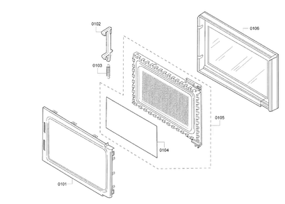Door Diagram and Parts List for HMB5061 01 Bosch Microwave
