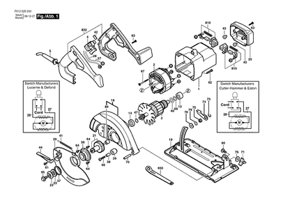 Bosch 5250type1 (F012525000) Diagram and Parts List for 5250 (TYPE 1)(F012525000) Bosch Circular Saw