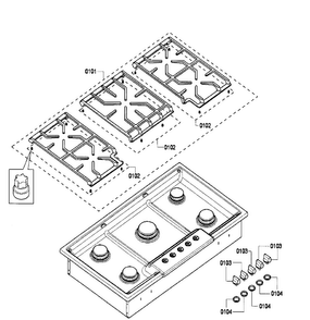 Grates Diagram and Parts List for NGM3654UC 02 Bosch Cooktop