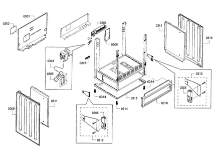 Frame Diagram and Parts List for HEI7052U 08 Bosch Range