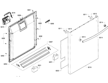 Door Section Diagram and Parts List for SHX6AP05UC 04 Bosch Dishwasher