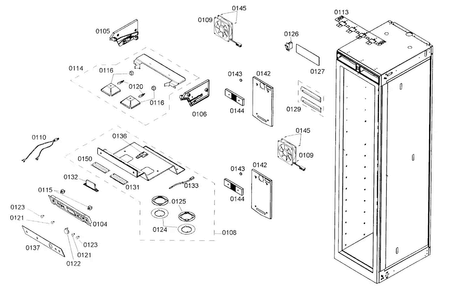 Cabinet Parts Diagram and Parts List for B18IW50NSP 06 Bosch Freezer