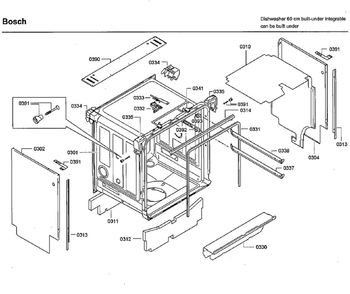 Cabinet Diagram and Parts List for SHX9PT75UC B4 Bosch Dishwasher