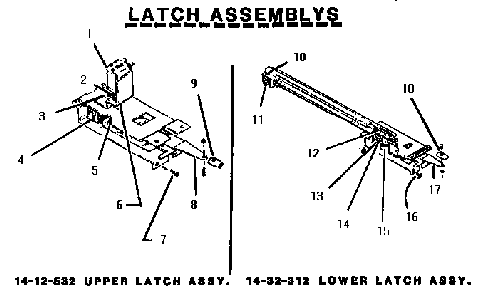 Latch Assemblies Diagram and Parts List for MSC224WC  Thermador Range