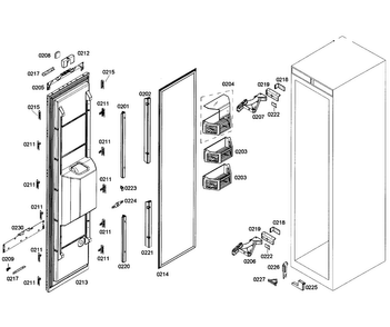 Door Assy Diagram and Parts List for T24ID80NLP 38 Thermador Freezer