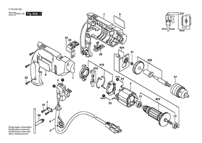 Bosch 6443type1 (F012644300) Diagram and Parts List for 6443 (TYPE 1)(F012644300) Bosch Hammer Drill