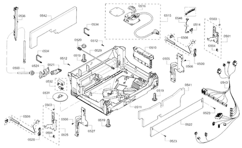 Base Diagram and Parts List for SHV68T53UC 07 Bosch Dishwasher