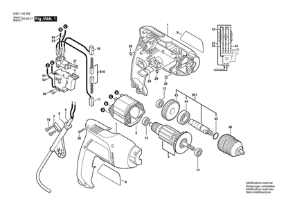 Section 1 Diagram and Parts List for GBM450RE 0601144562 Bosch Drill