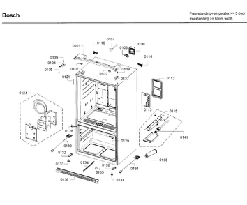 Cabinet Diagram and Parts List for B26FT70SNS 08 Bosch Refrigerator